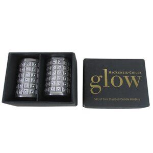 MacKenzie-Childs NIB (Old Stock) RARE GLOW Silver Studded Candle Holders